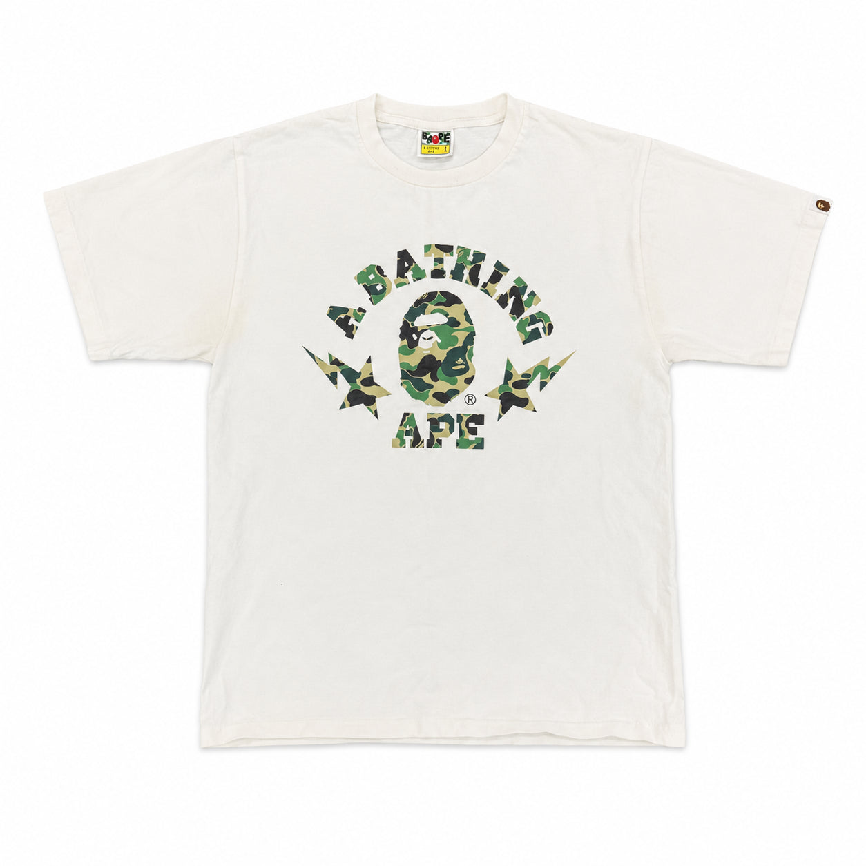Pre-Owned Bape 1st Camo Crazy Camo College T-Shirt White