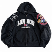Protocol Index London Reconstructed Folded Zip Hoodie Black