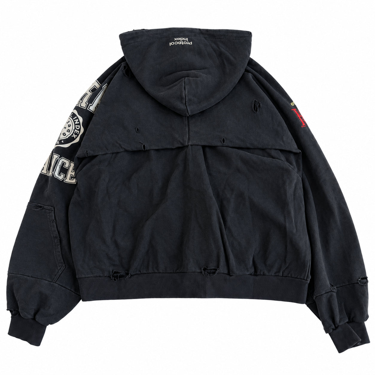 Protocol Index Paris Reconstructed Folded Zip Hoodie Black