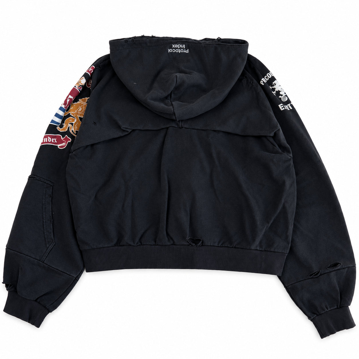 Protocol Index London Reconstructed Folded Zip Hoodie Black