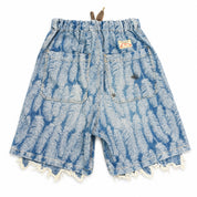 Pre-Owned Kapital Magpie Feather Denim Shorts Dark Indigo