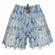 Pre-Owned Kapital Magpie Feather Denim Shorts Dark Indigo