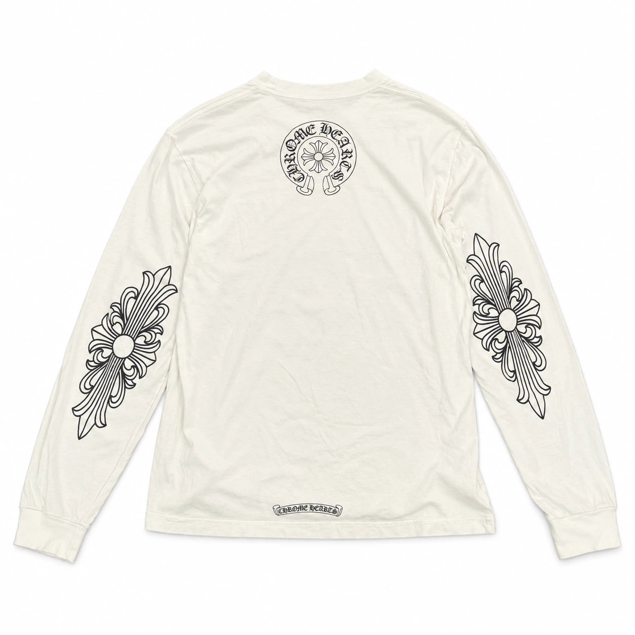 Pre-Owned Chrome Hearts Neck Logo Floral Cross L/S White