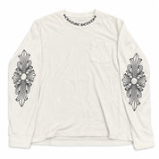Pre-Owned Chrome Hearts Neck Logo Floral Cross L/S White