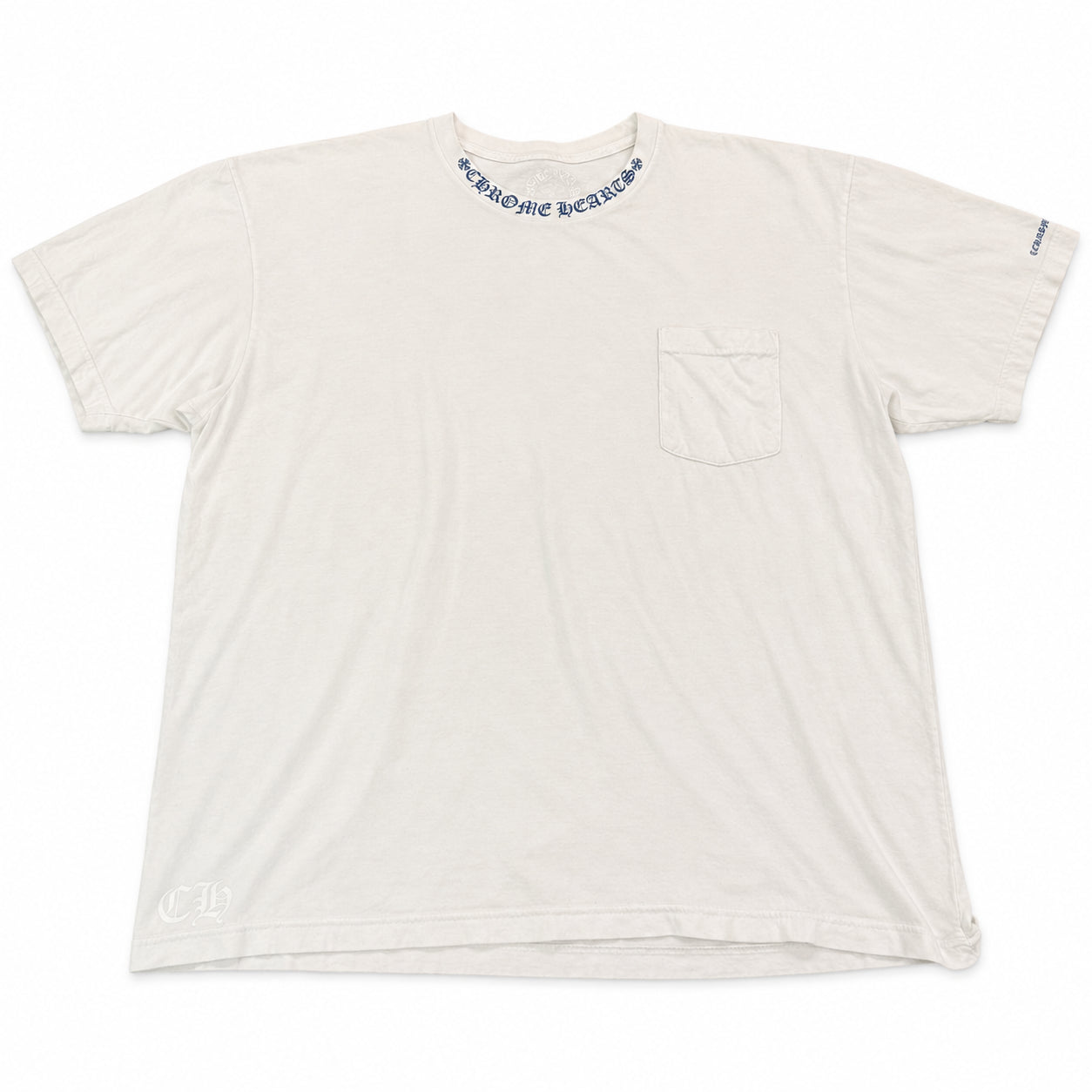 Pre-Owned Chrome Hearts Neck Logo Tee White / Blue