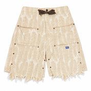 Pre-Owned Kapital Magpie Feather Denim Shorts Cream