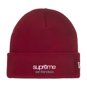 Supreme New Era Classic Logo Shop Beanie Dark Red