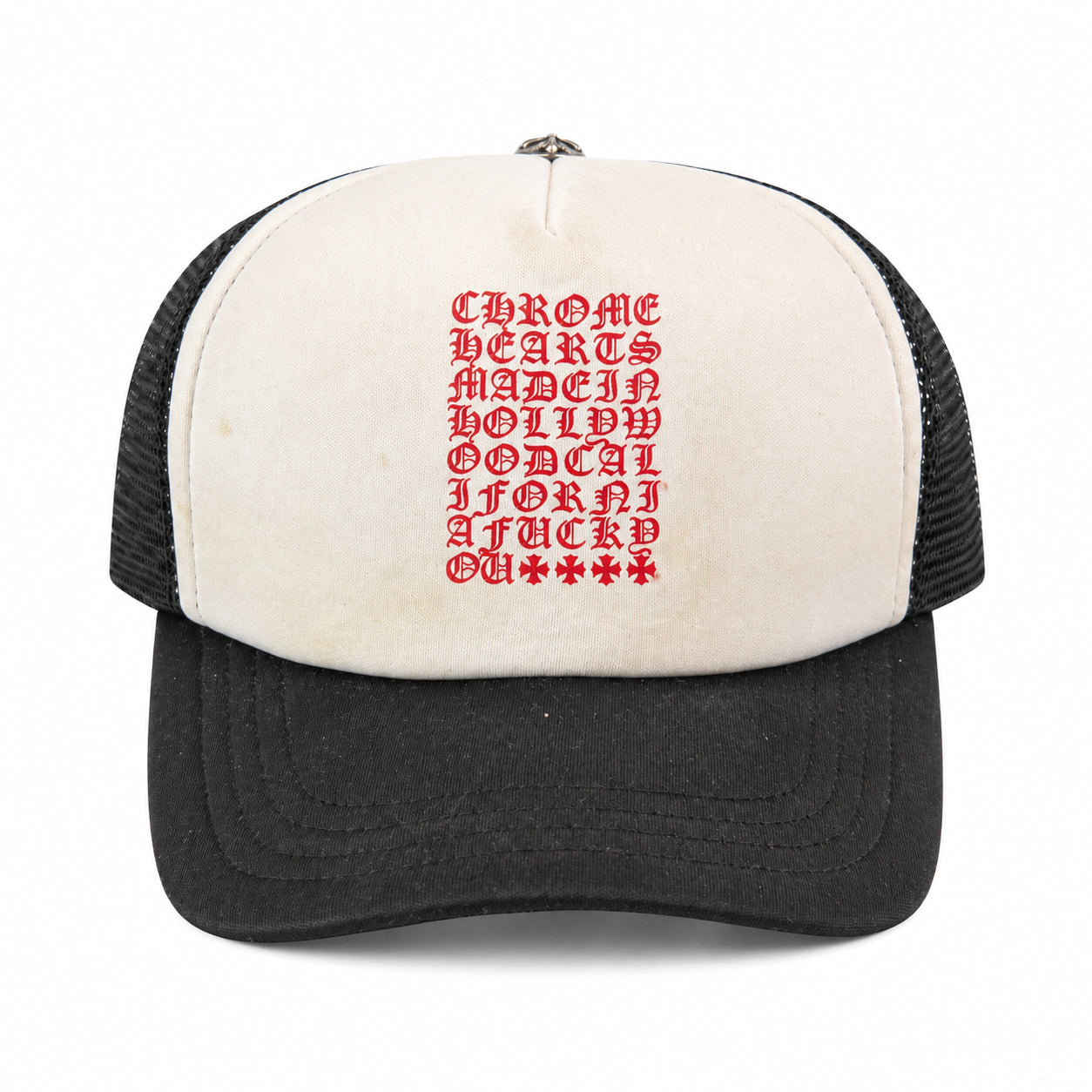 Pre-Owned Chrome Hearts Eye Chart Hat Red/White