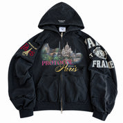 Protocol Index Paris Reconstructed Folded Zip Hoodie Black