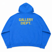 GALLERY DEPT.90's Oversized Logo-Print Cotton-Jersey Hoodie Blue