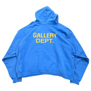 GALLERY DEPT.90's Oversized Logo-Print Cotton-Jersey Hoodie Blue