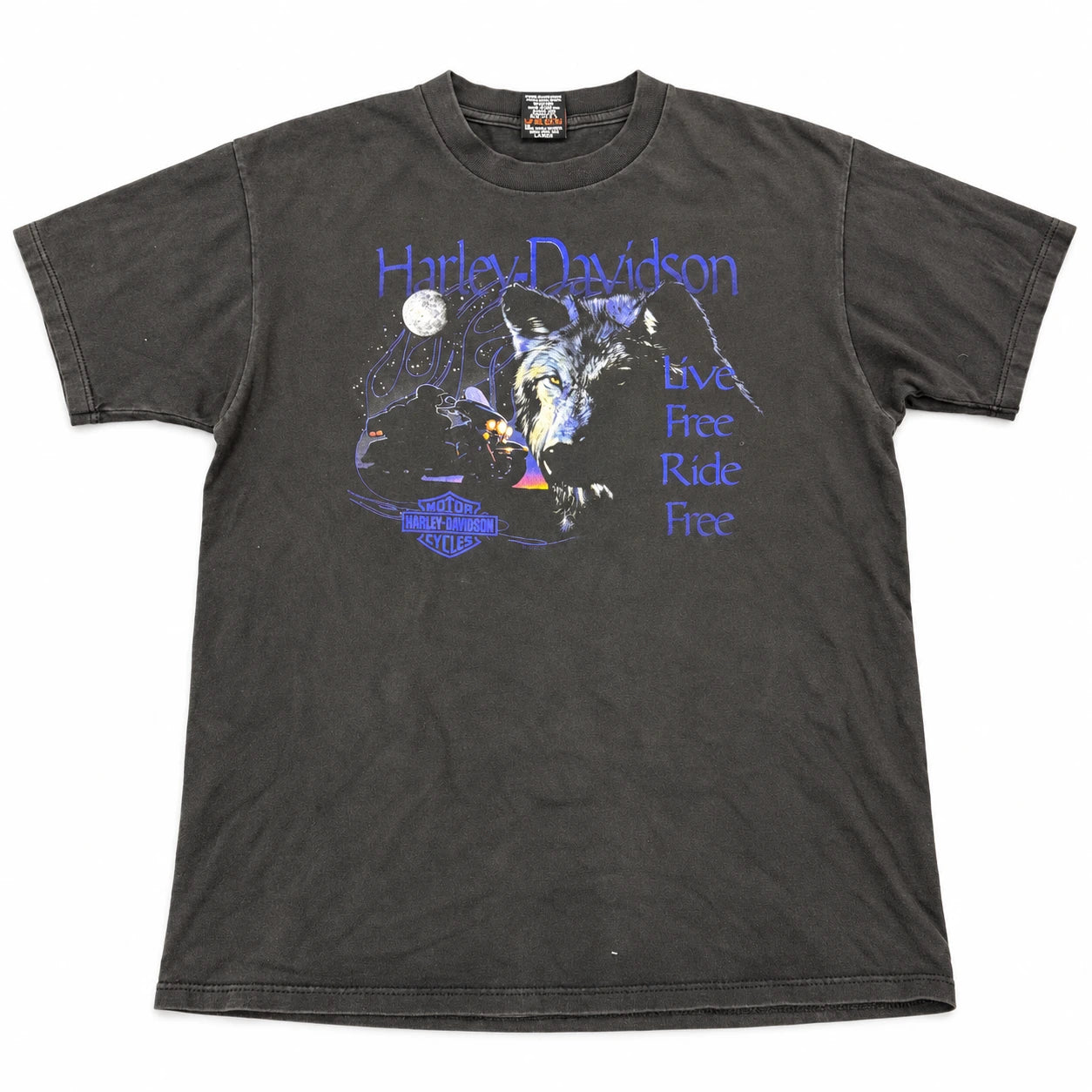 Vintage Harley Davidson Blue Wolf Tee