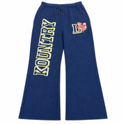 KAPITAL Printed Cotton-Blend Jersey Sweatpants Navy