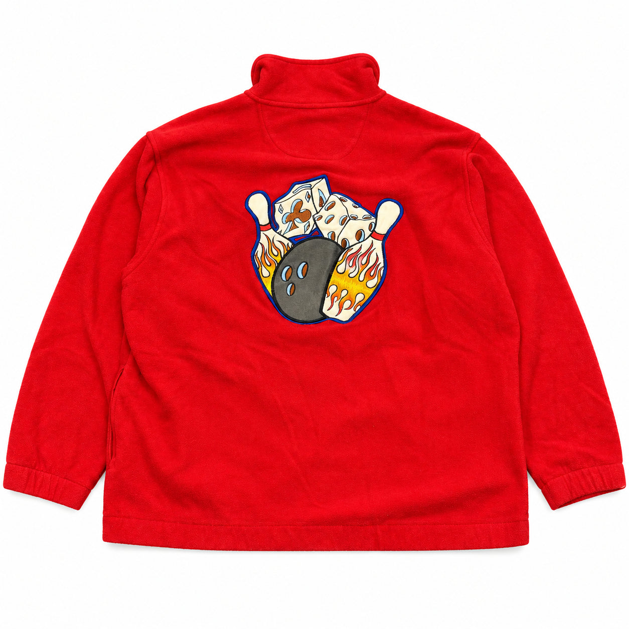 red_fleece_pullover_colorful_bowling_embroidery.webp