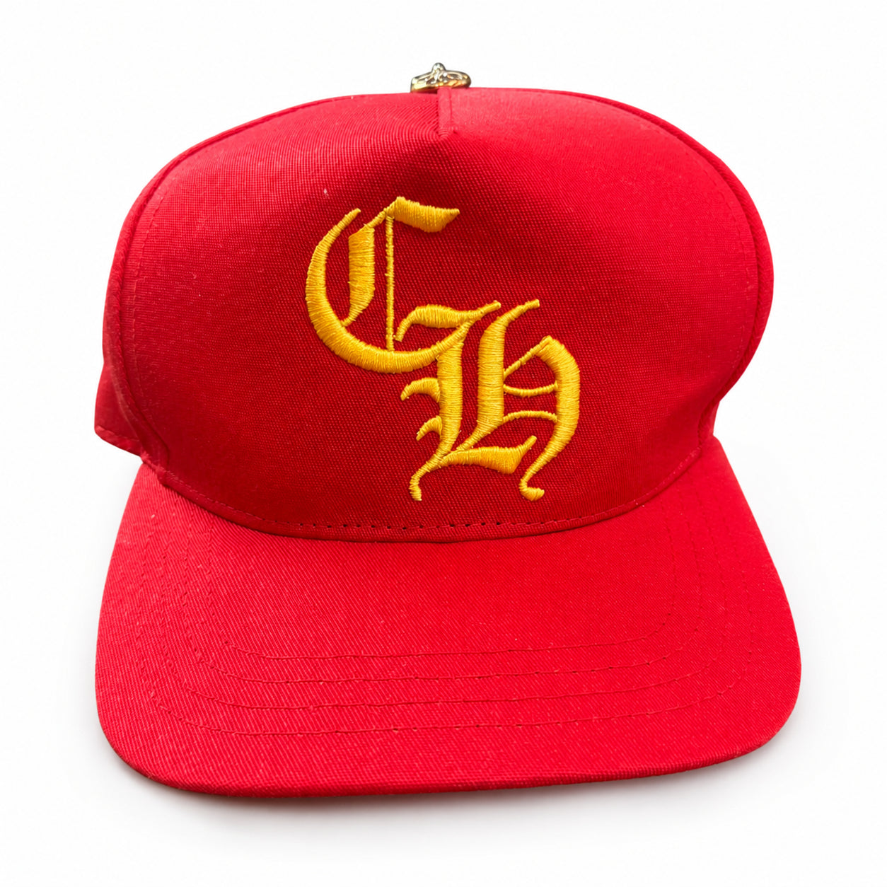 Pre-Owned Chrome Hearts CH Silver Button Hat Red/Yellow