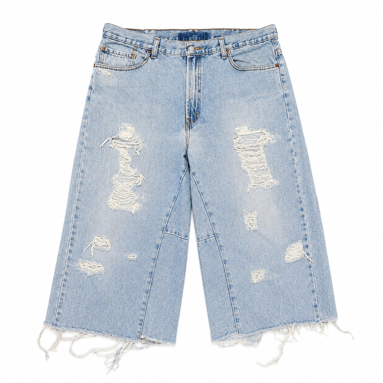 Vintage Washed Blue Jean 3/4th Shorts