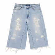 Vintage Washed Blue Jean 3/4th Shorts