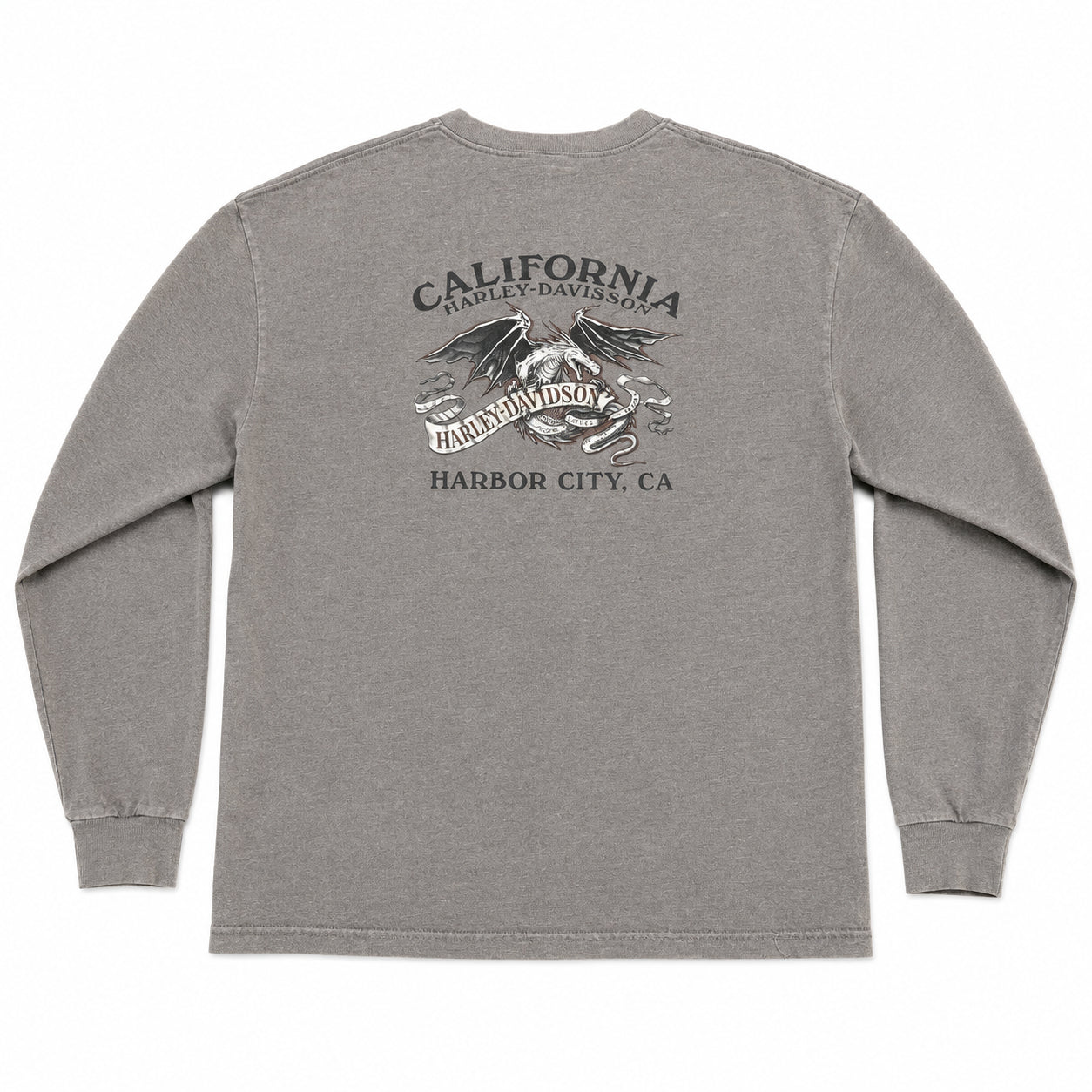 (FINAL SALE) VINTAGE Harley Davidson Grey Skull L/S Tee