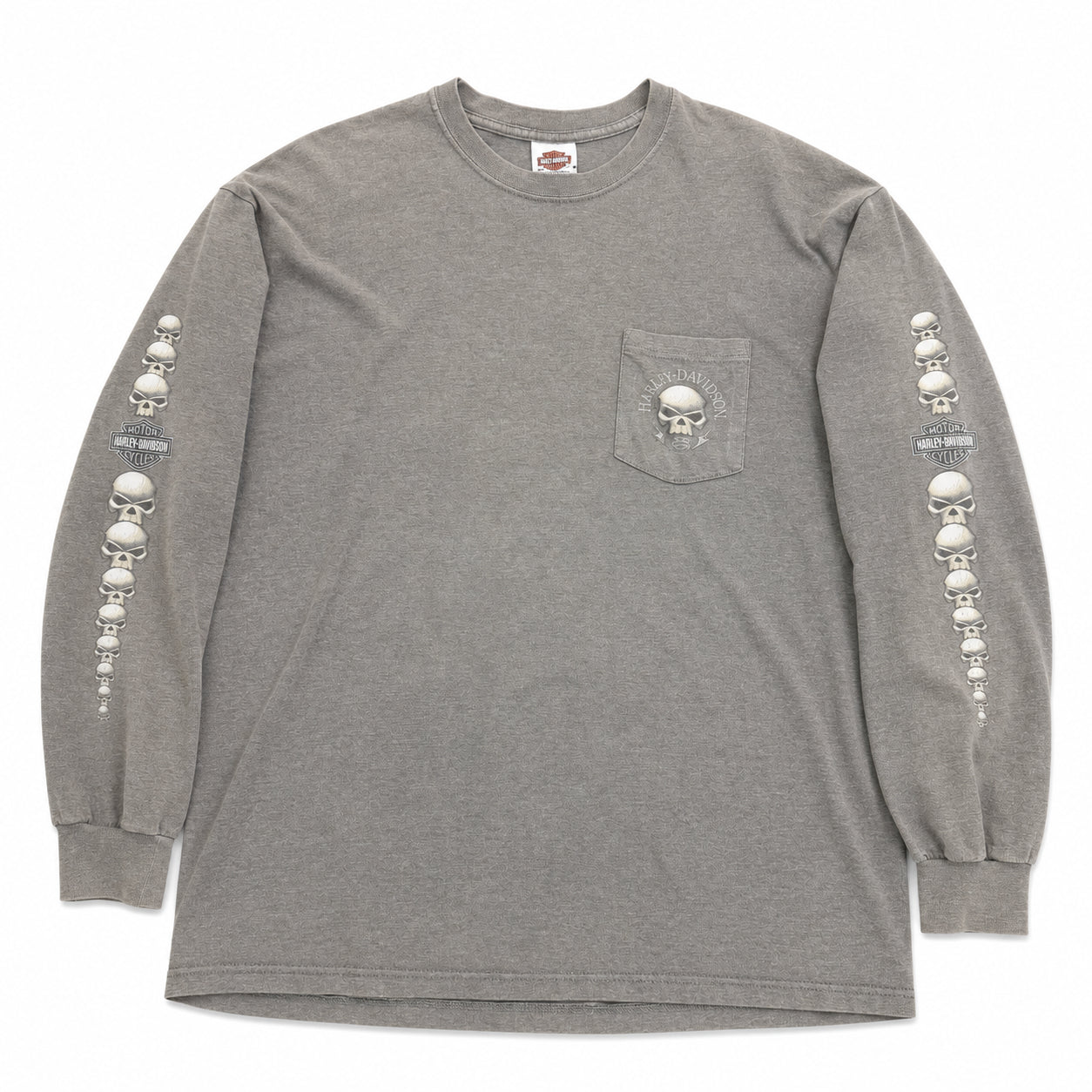 (FINAL SALE) VINTAGE Harley Davidson Grey Skull L/S Tee