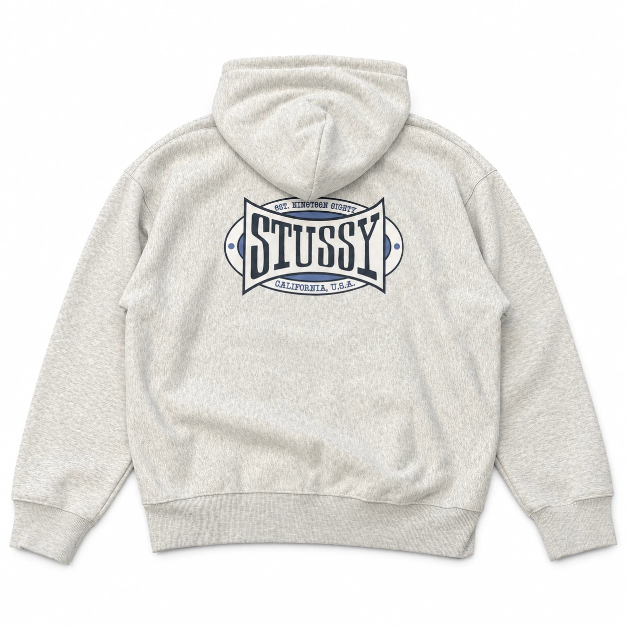 Stussy Champion Oval Zip Up Hoodie Grey
