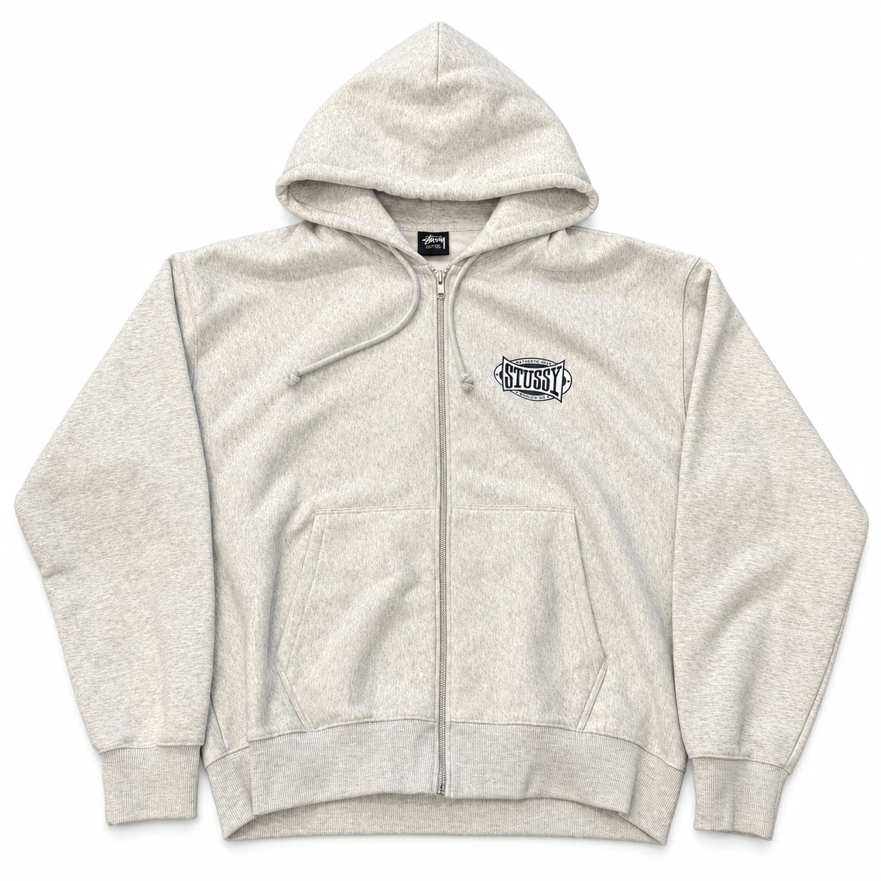 Stussy Champion Oval Zip Up Hoodie Grey