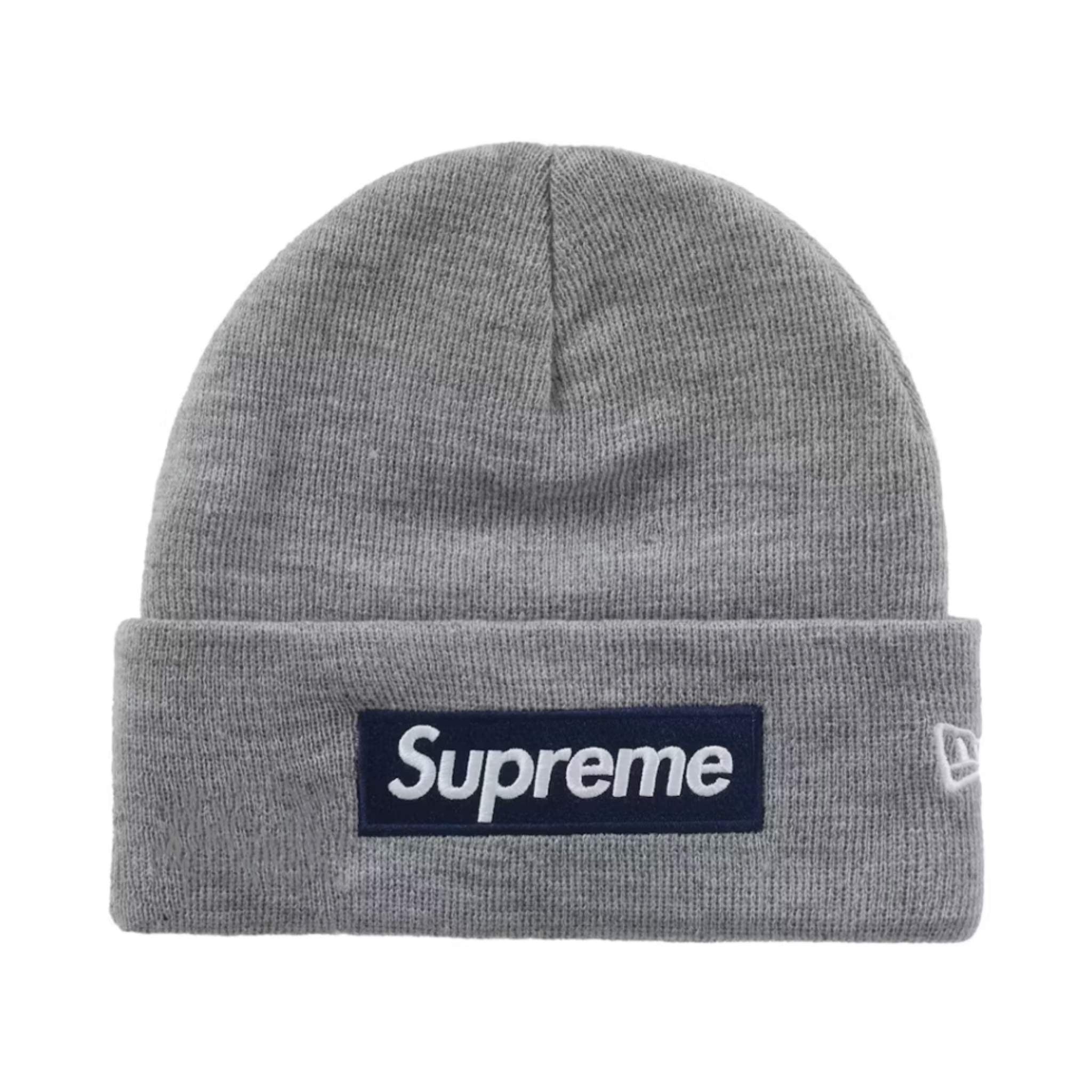 Supreme New Era Box Logo Beanie Heather Grey