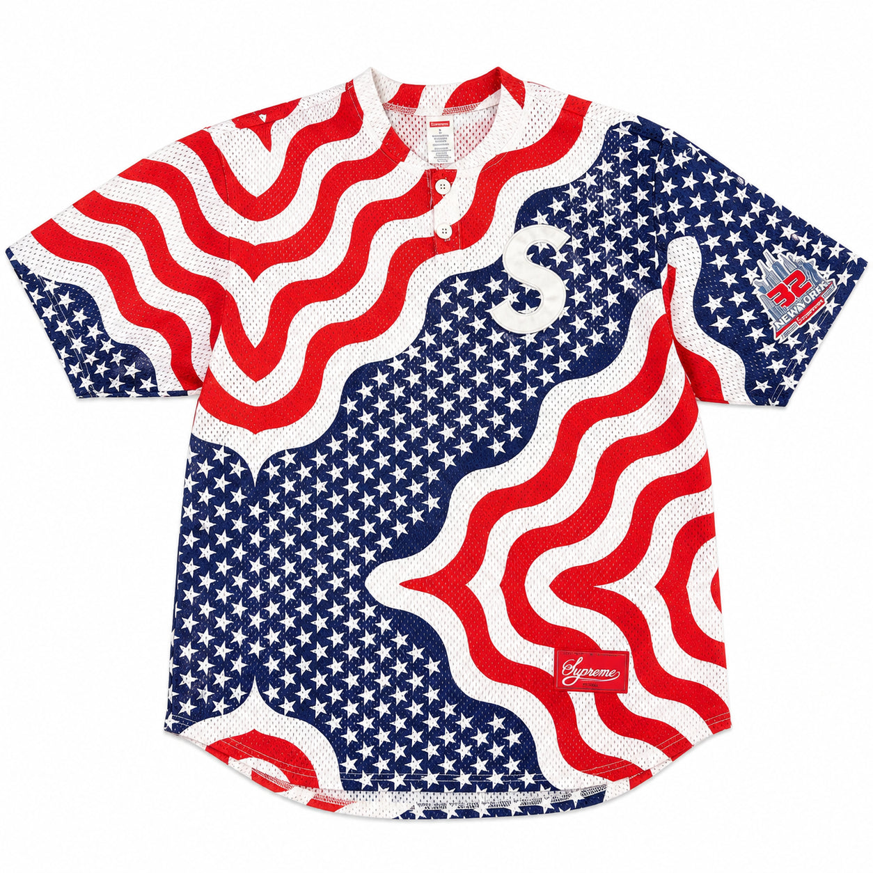Pre-Owned Supreme S Logo Baseball Jersey American Flag