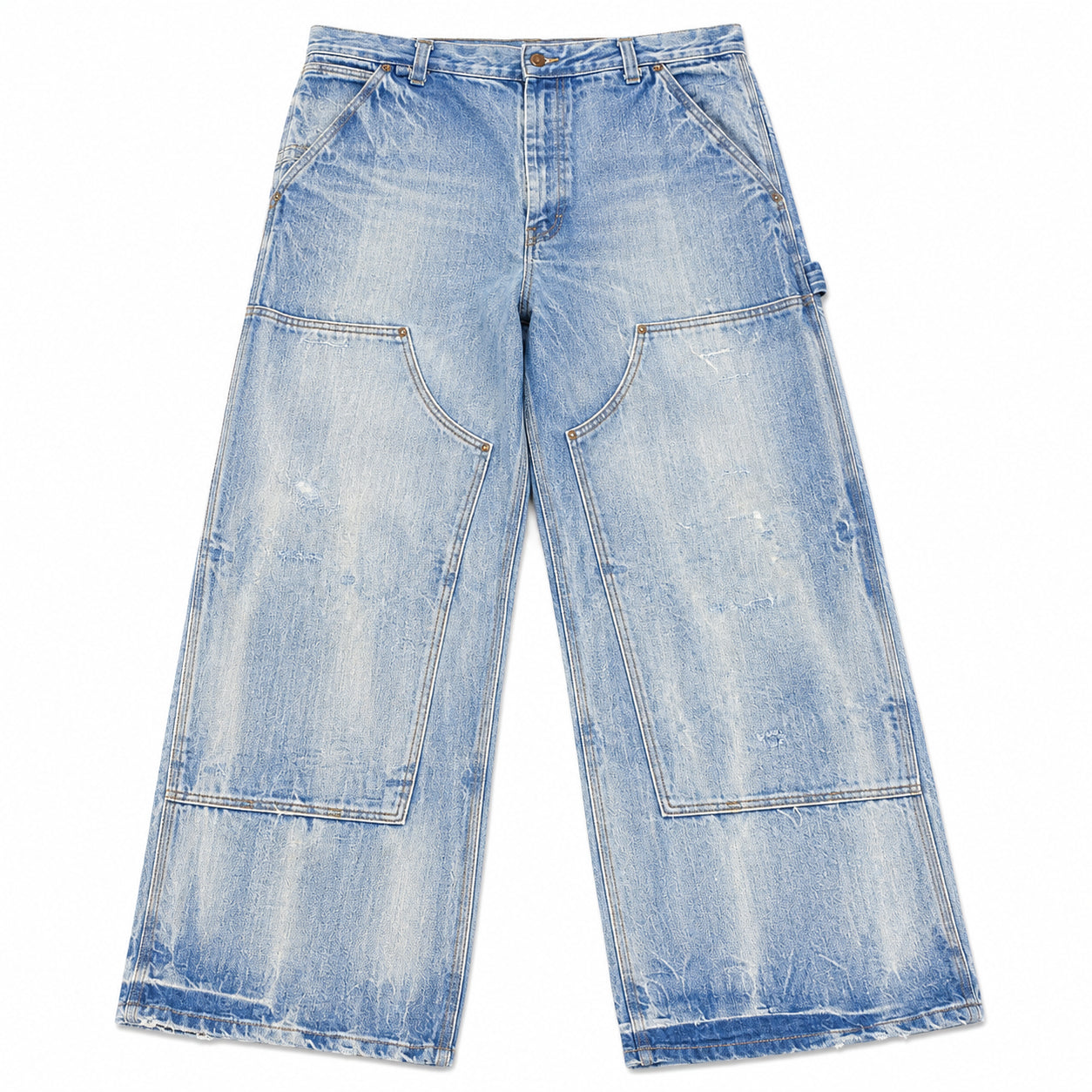 UNDS Online Light Wash Denim Double-Knee Jeans