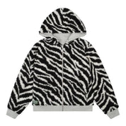 Denim Tears Zebra Shearling Lined Reversible Zip Hoodie